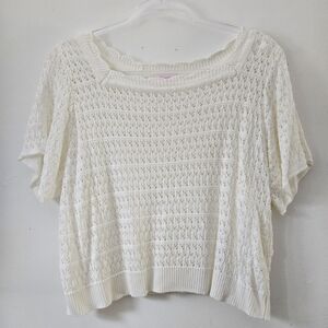 Pink Lily Cream White Crochet Cropped Blouse Size XL Blouse Fairycore Boho